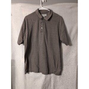 Feldini Brown Diamond Print Men's Polo Shirt Size L Golf Walking